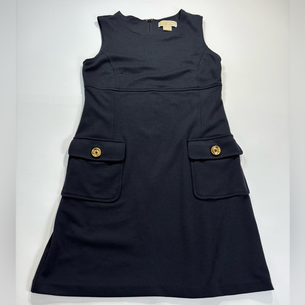 Michael Kors Black Dress with Gold Button Accents